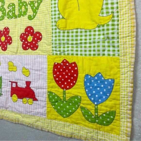 Handmade Baby Quilt Crib Blanket Bright Color Animal Patchwork 41"X34"‎ - Picture 5 of 11